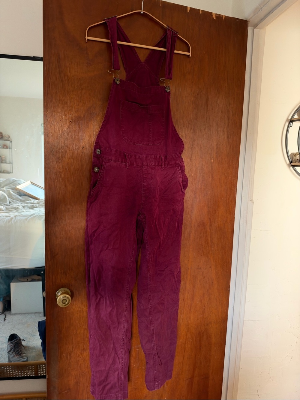 ‘Roameralls’ Women’s Burgundy Denim-Style Overalls with Adjustable Straps